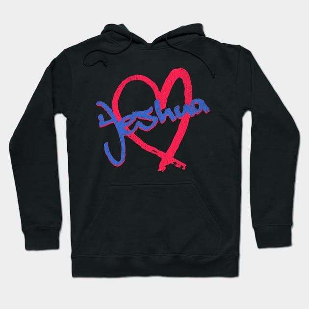 I Love Yeshua Vintage 80's & 90' Blue and Red Hoodie by Family journey with God